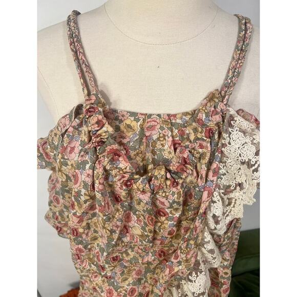Womens BoAime Silk Lace Floral Tank Top Cottagecore Tea Garden Whimsical French - Picture 4 of 7